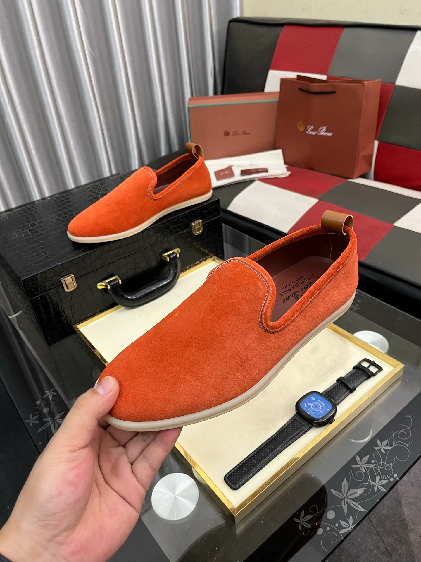 Men's men's shoes 💰420⌚️⌚️Loro*Piana pure original 2023 soft and comfortable LP deerskin flat casual star same style slip-on Loft men's shoes size 38-44
